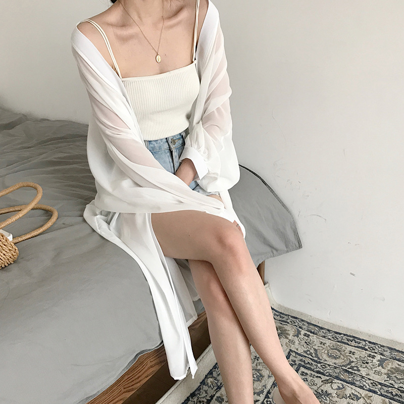 Elegant Women's Chiffon Cardigan Jacket | Loose Fit Mid-Length Batwing Cover-Up