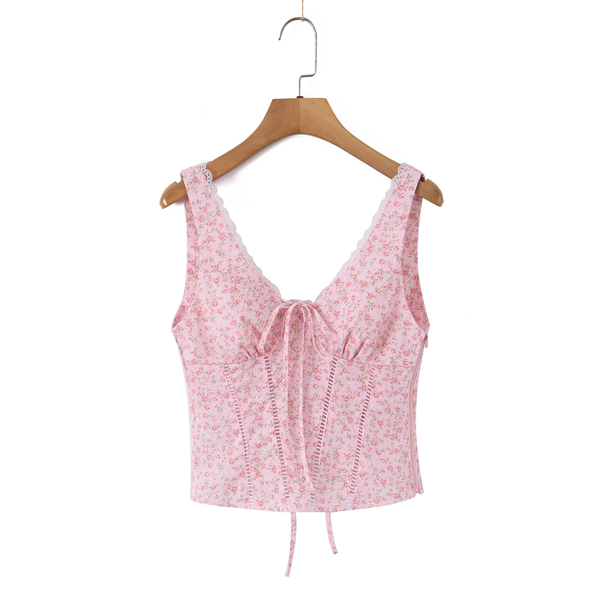 Elegant Floral Print Camisole Crop Top - Women's Summer Slim-Fit Bustier
