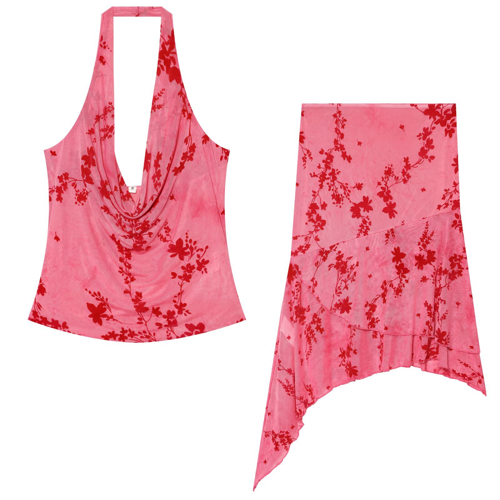 Chic Halter Top and Asymmetrical Skirt Two-Piece Set | Versatile Casual Co-Ord