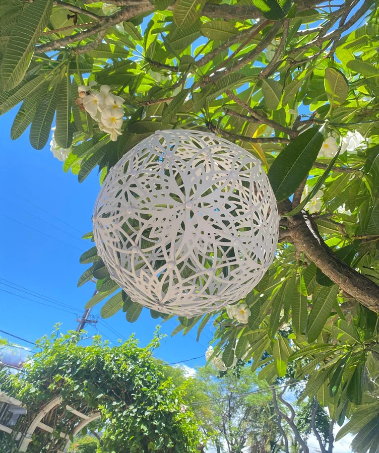 Olofable 12" White Lotus Solar Globe Light - Waterproof Outdoor Decorative Sphere Lamp