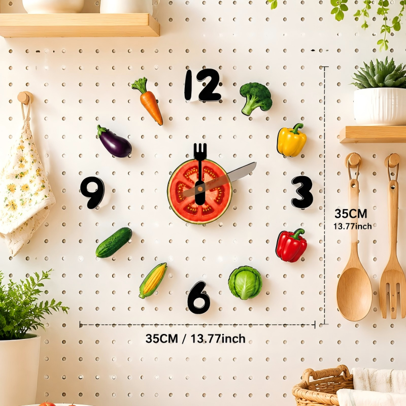 DIY Magnetic Vegetable Kitchen Clock | Silent Non-Ticking Fridge Wall Decor