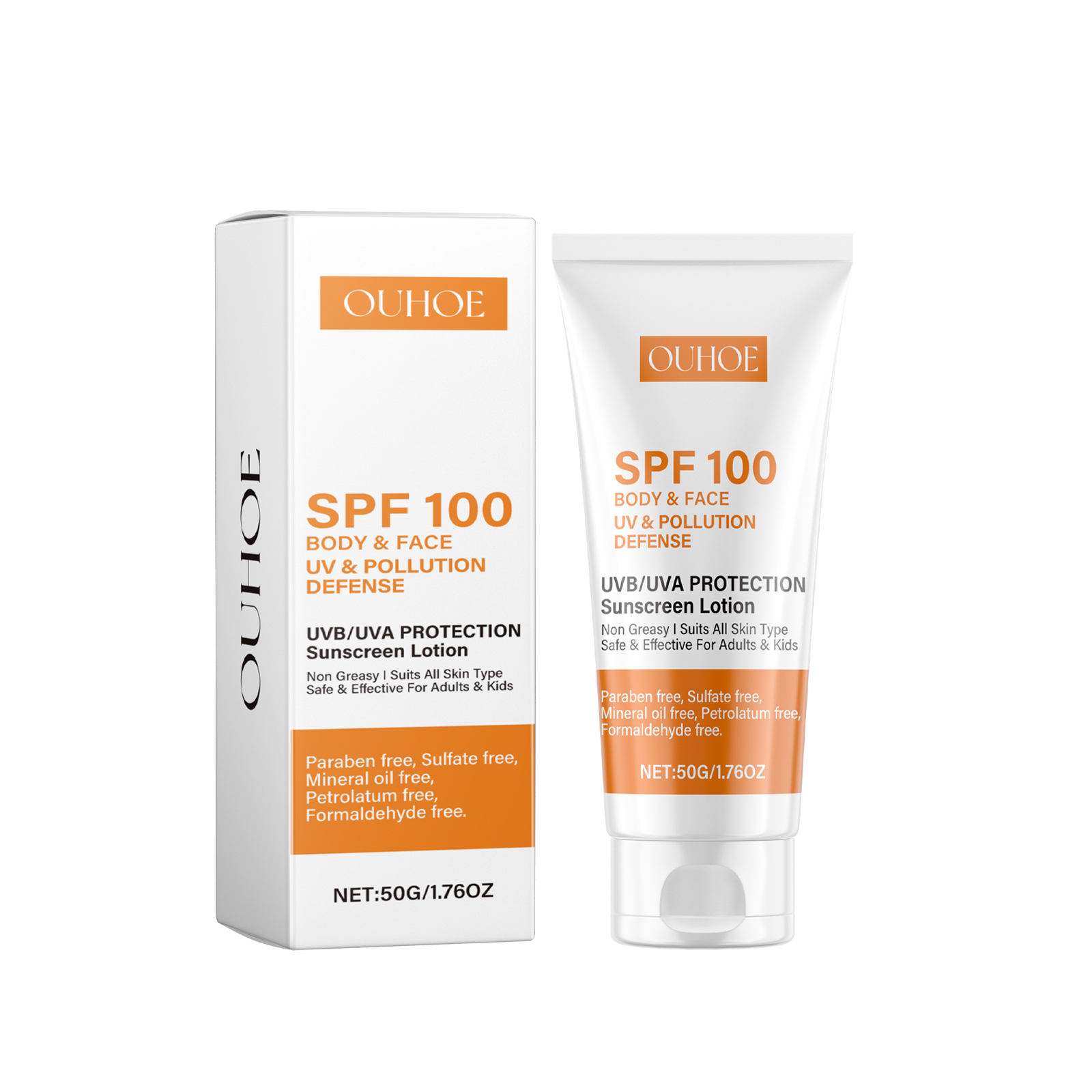 OUHOE Firming Sunscreen Lotion (50g) | Anti-Wrinkle Face Protection & UV Repair Cream with Centella Asiatica