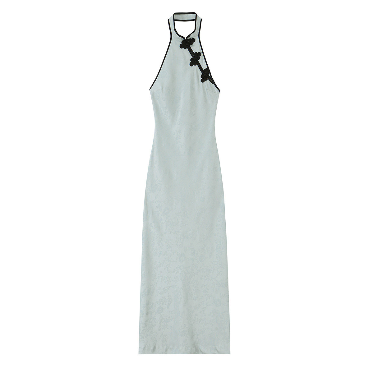 Elegant Women's Halterneck Backless Jacquard Maxi Dress - Summer A-Line Party Dress