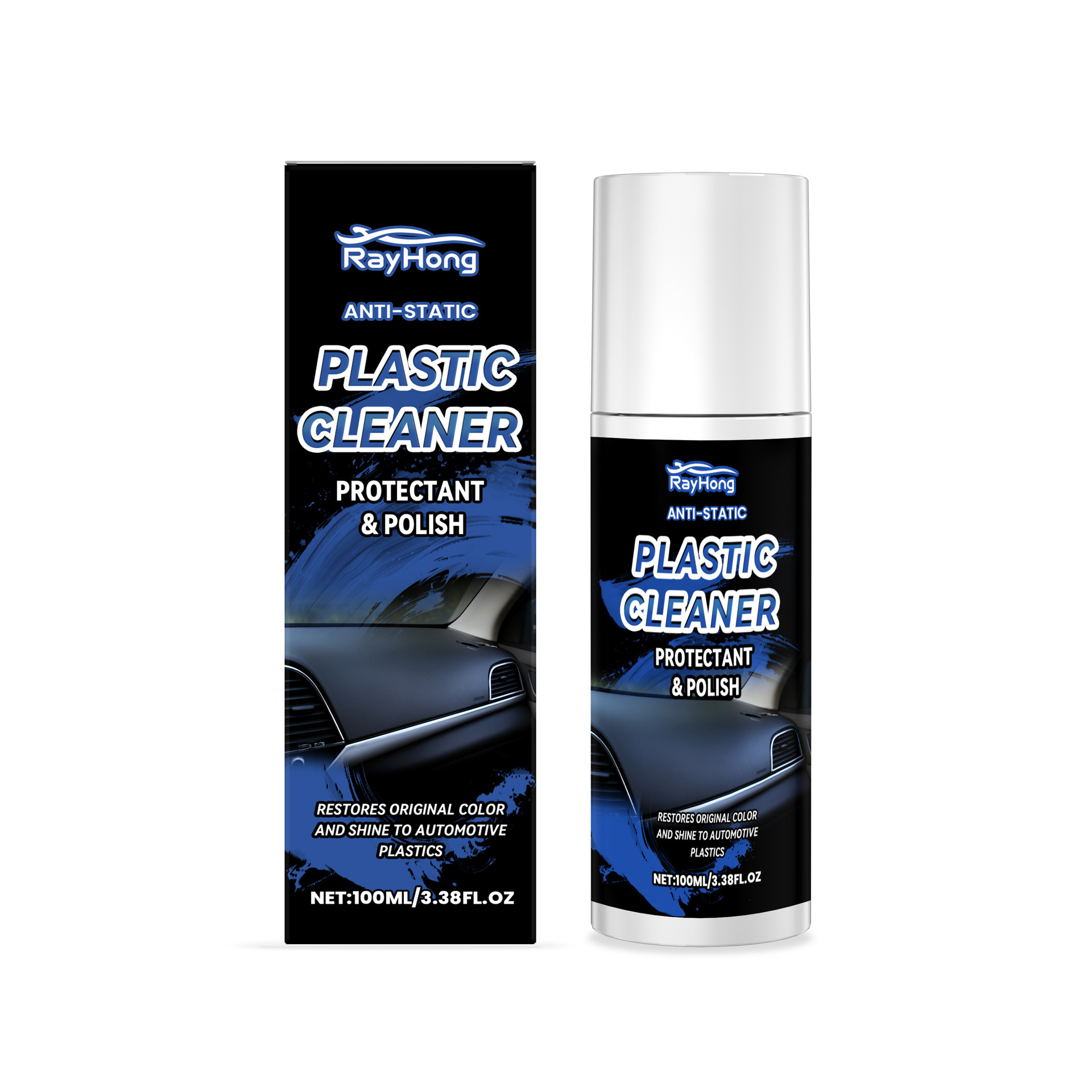 RAYHONG Ultimate Car Plastic Restorer & Dashboard Cleaner - Multi-Surface Stain Remover & Protective Polish