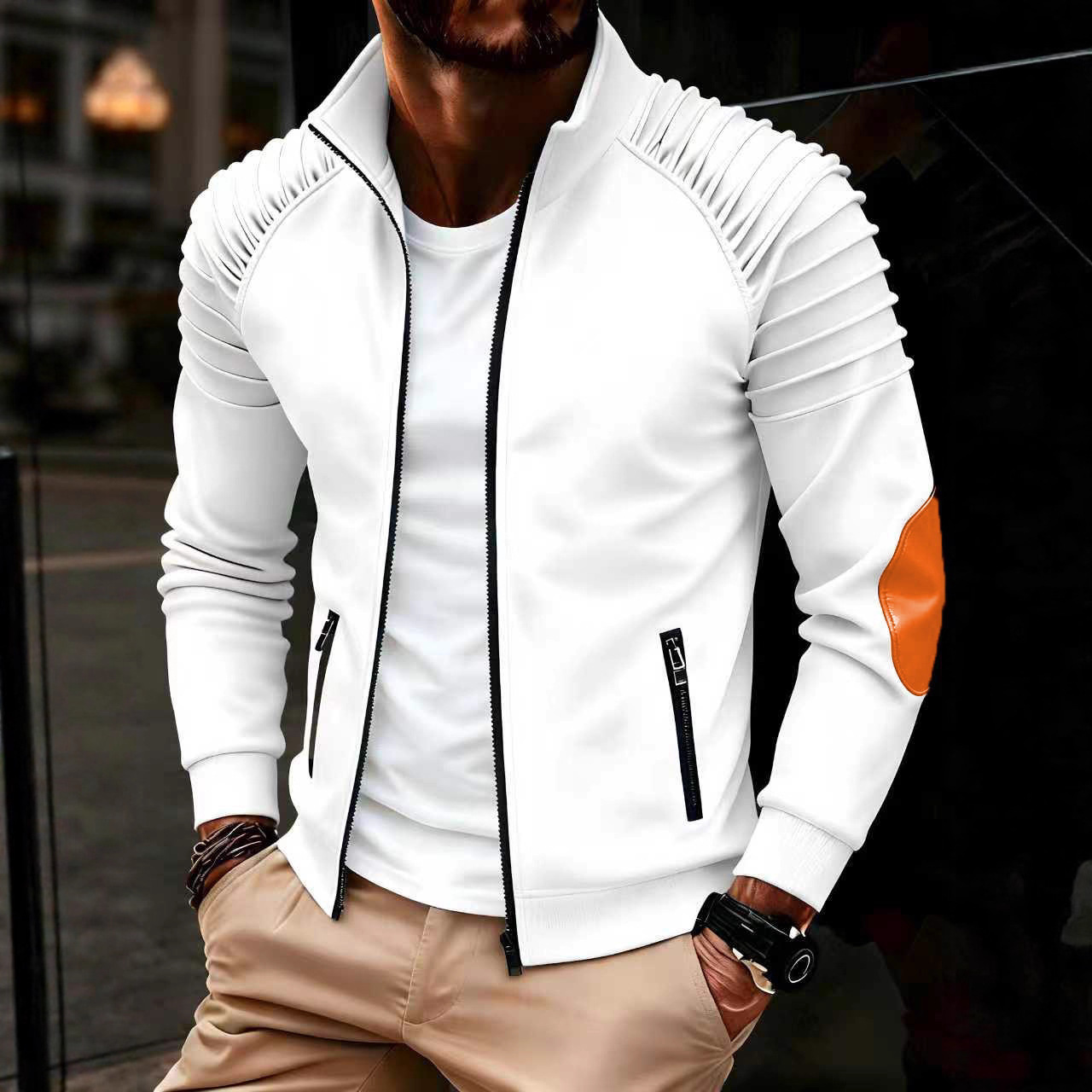 Men's Windproof Stand-Collar Jacket - Lightweight Casual Sporty Outerwear