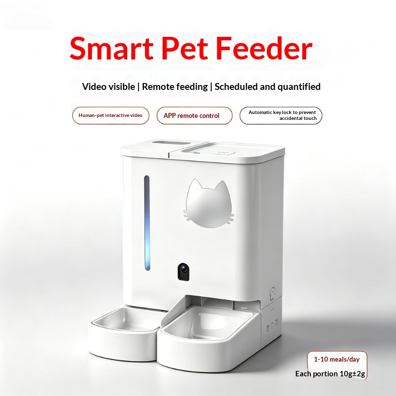 Smart Automatic Pet Feeder for Cats & Dogs - WiFi Remote Control Food Dispenser with Timer & Portion Control