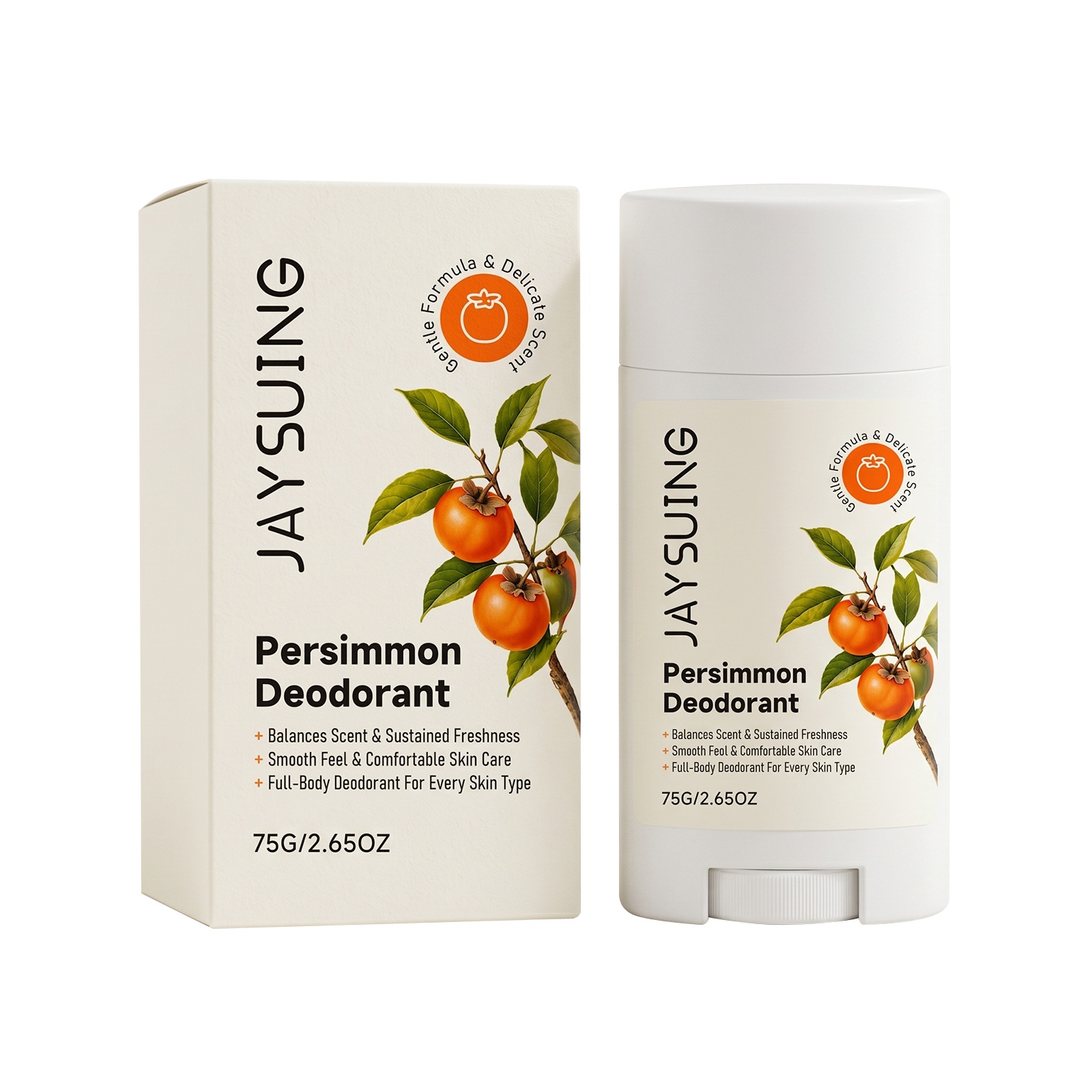 Natural Persimmon Extract Deodorant Stick - All-Day Freshness with Vitamin E & Allantoin