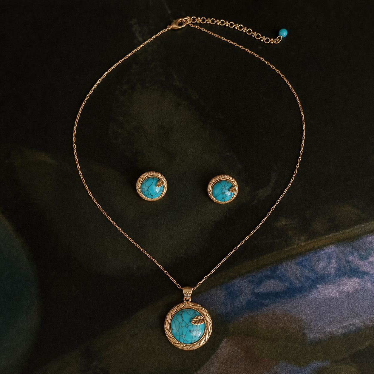 Celestial French Vintage Necklace & Stud Earrings Set | Elegant Light-Luxury Jewelry