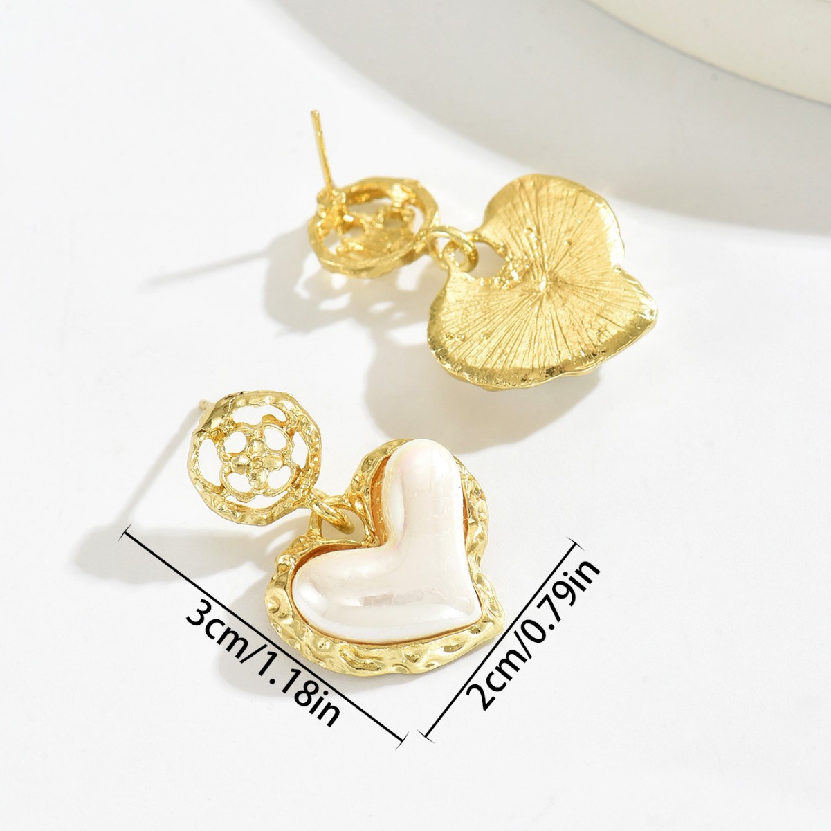 Premium Geometric Heart Pearl Stud Earrings - Elegant & Versatile Luxury Jewelry for Women