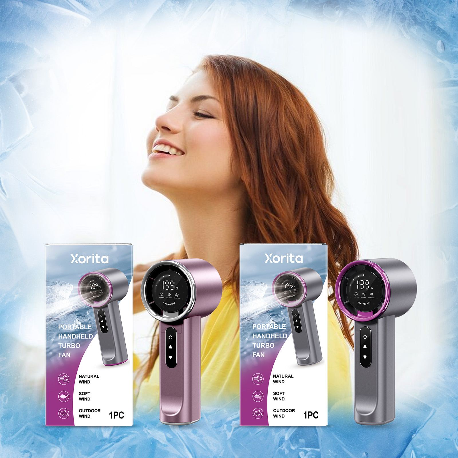 High-Speed Portable Handheld Fan - Premium Rechargeable Personal Cooling Fan (Elegant Purple)