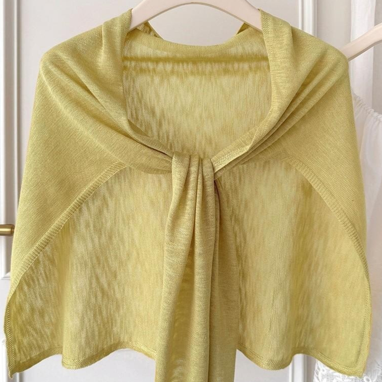 Elegant Women's Plus-Size Knitted Shawl - Soft Bamboo-Strip Triangle Wrap Scarf