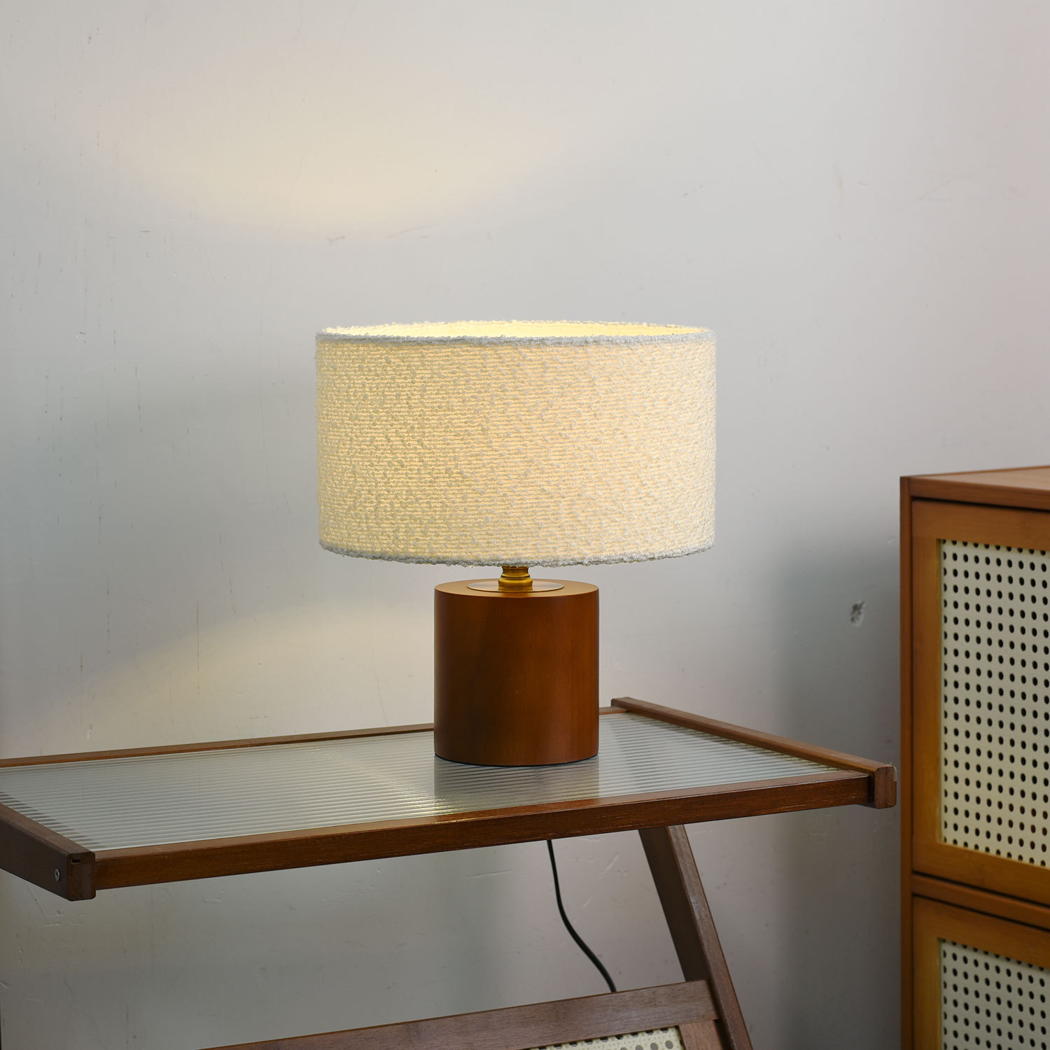 Aesthetic Wooden Bedside Table Lamp - Modern Korean Style Nightlight with 3-Color Dimming