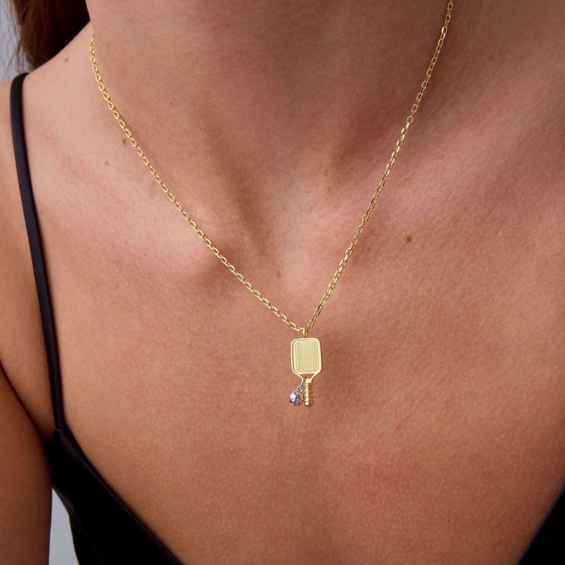 Elegant Pickleball Racquet Pendant Necklace for Women - Stainless Steel Sporty Chic Jewelry