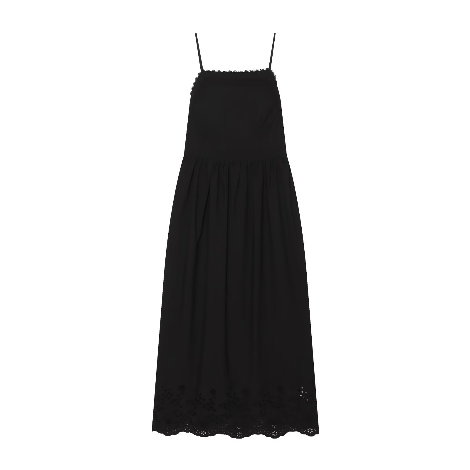 Elegant Black Off-Shoulder Embroidered Midi Dress - Open Back A-Line Slip Dress