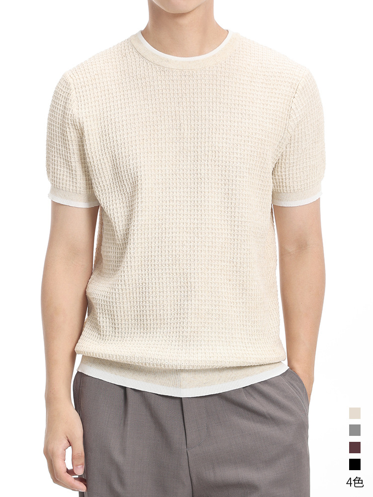 Men's Luxury Ice Silk Knitted T-Shirt | Sophisticated Old Money Style Crew Neck Casual Knit