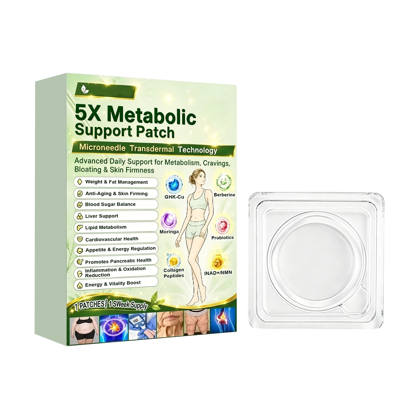 Advanced Micro-Needle Transdermal Anti-Aging Patches | NMN, Collagen & Vitamin E Rejuvenating Skincare (7-Pack)