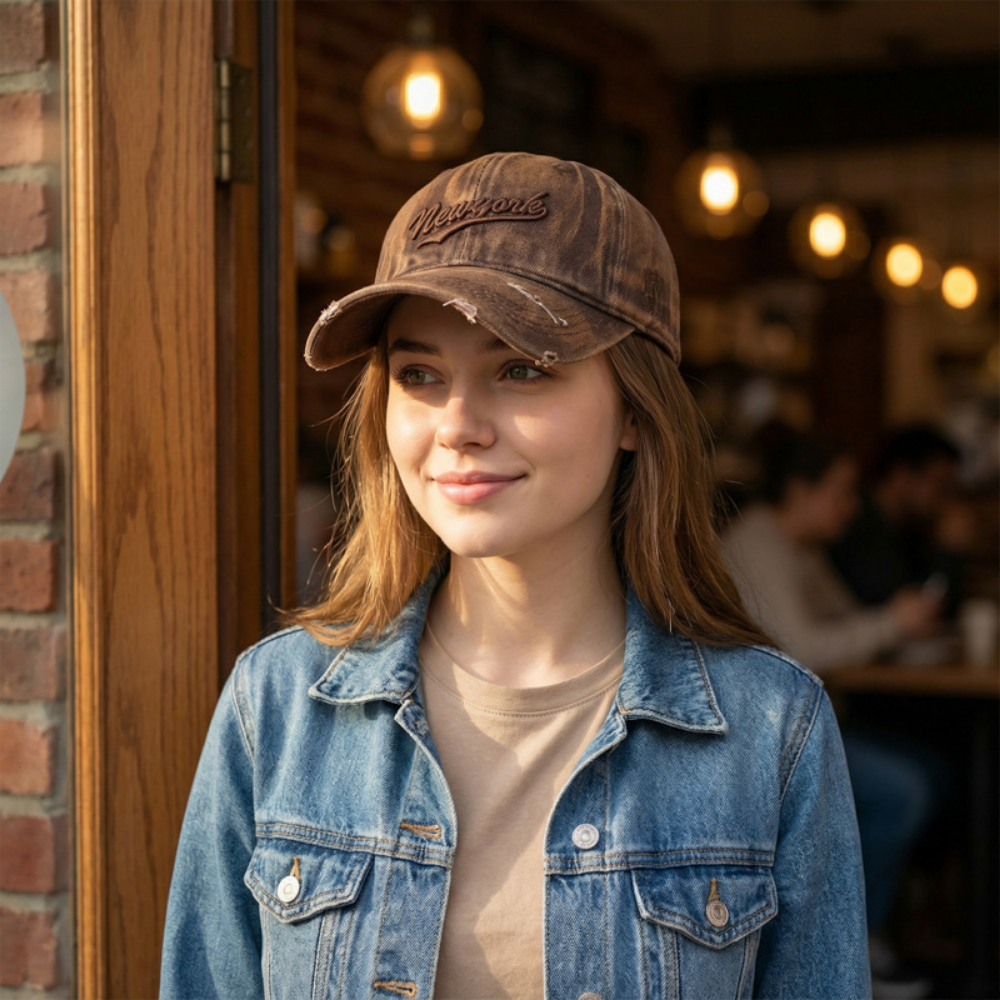 Unisex Vintage Embroidered Baseball Cap - Classic Weathered Retro Fashion Hat