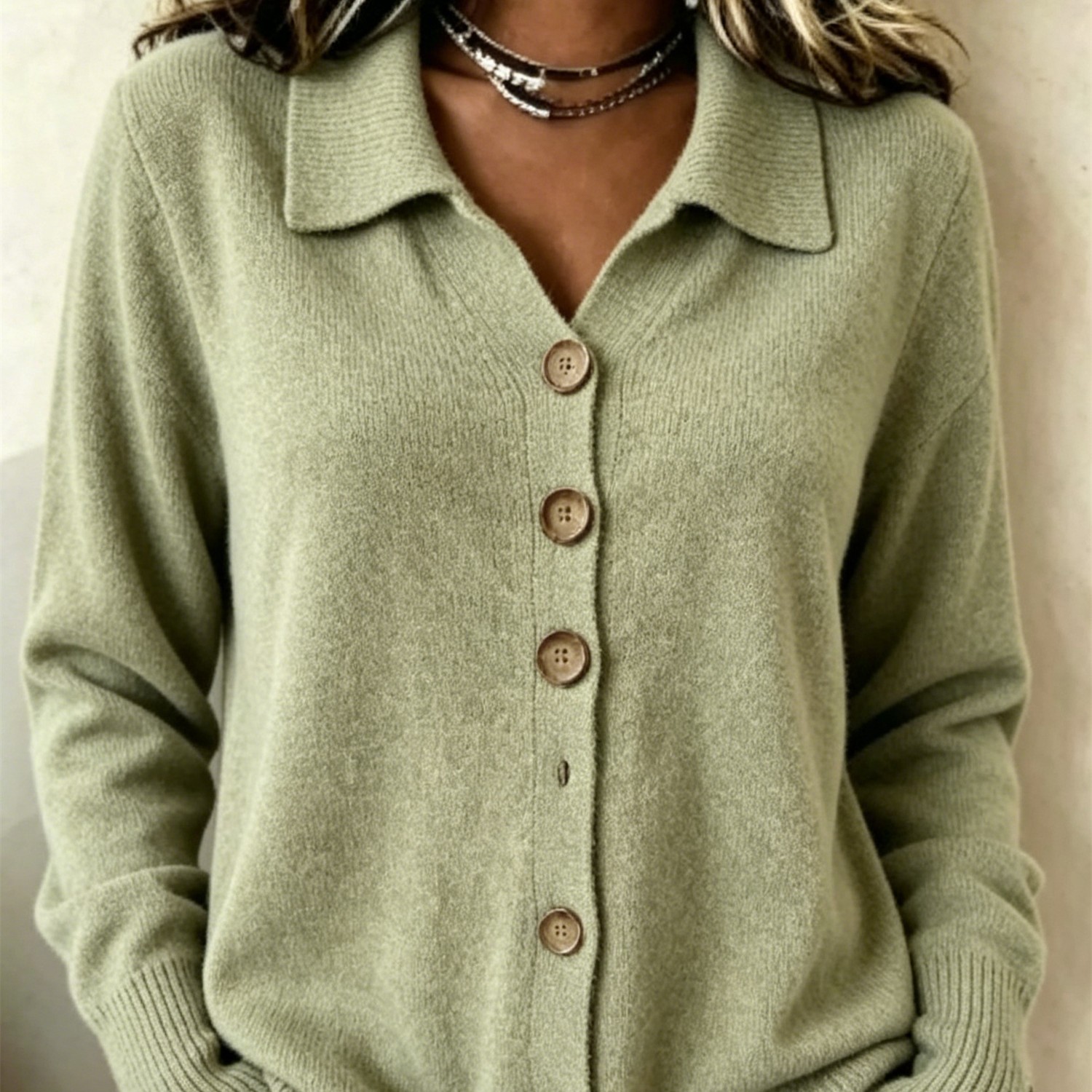Elegant Women's Polyester Blouse - Chic Casual Button-Down Shirt