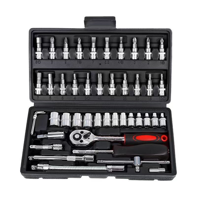 46-Piece Premium 1/4-Inch Drive Ratchet Socket Wrench Set - Ultimate Household & Auto Repair Tool Kit
