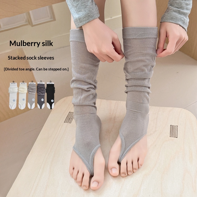 Premium Lyocell Split-Toe Mid-Calf Socks for Women – Versatile Two-Way Wear Flip-Flop Tabi Socks