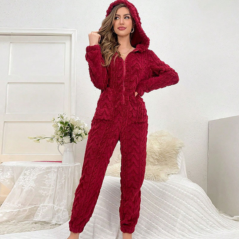 Women's Cozy Ultra-Thick Coral Fleece Onesie – Warm Winter Lounge Bodysuit