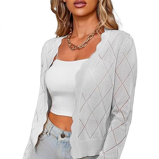 Elegant Women's Long-Sleeve Knitted Cardigan Coat | Versatile Spring & Autumn Layering Top