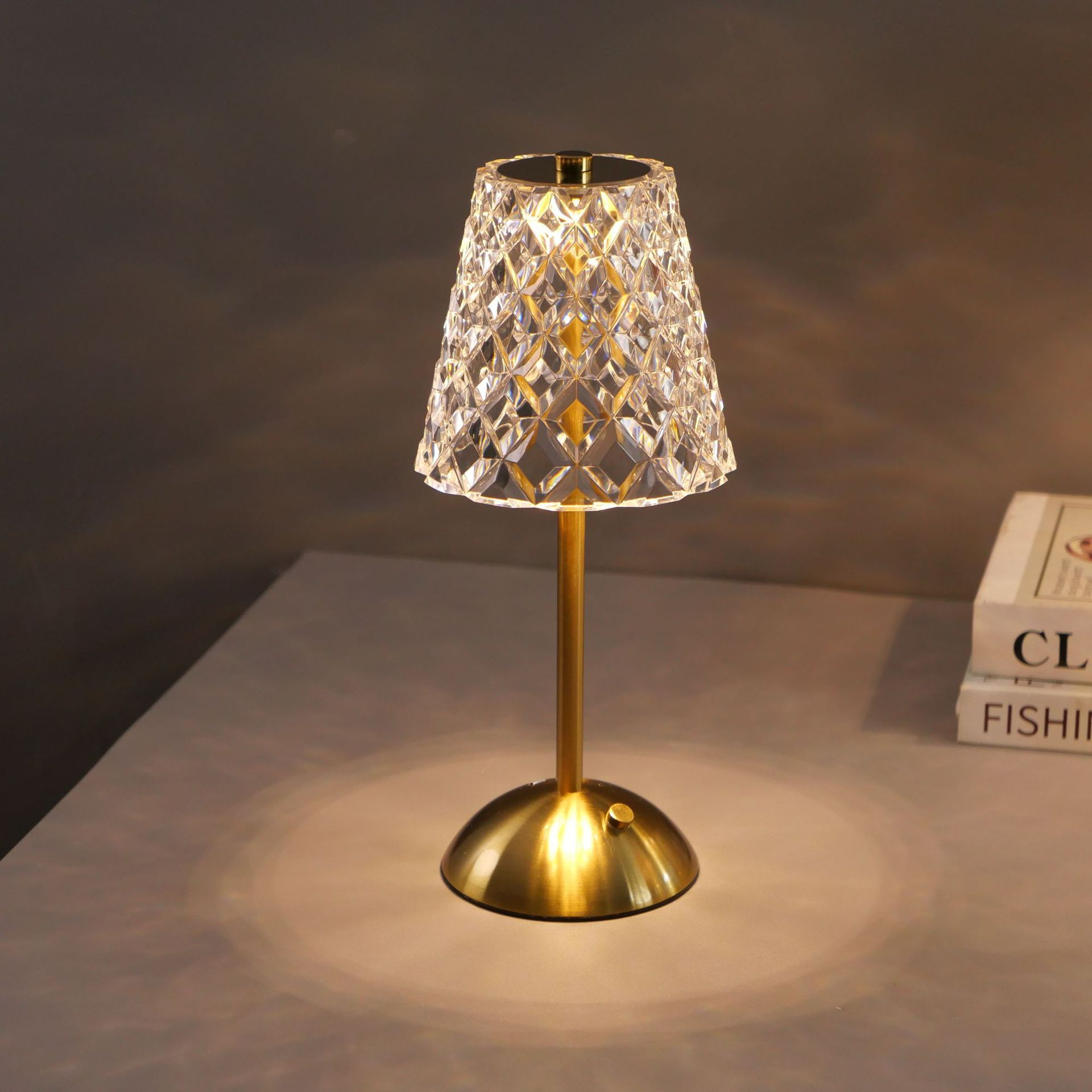 Modern Diamond Cordless LED Table Lamp - Touch Control Rechargeable Ambient Night Light