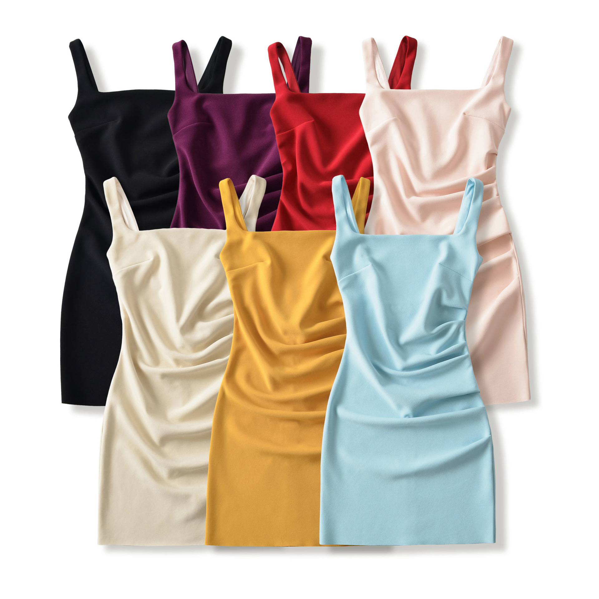Chic Square Neck Sleeveless Bodycon Mini Dress - Summer Strap Party Dress