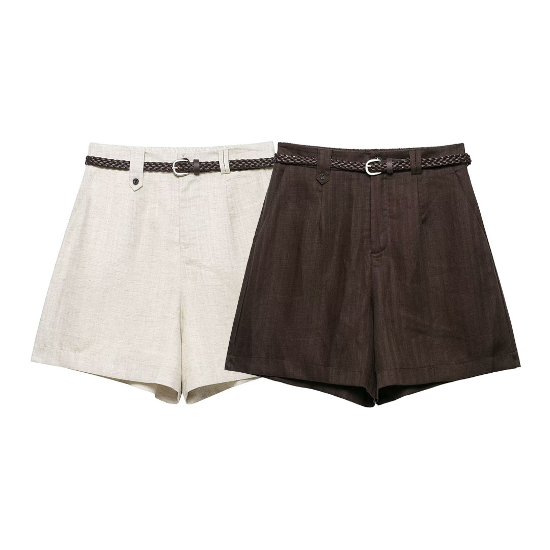 Chic High-Waisted Belted Shorts | Relaxed Straight-Leg Casual Shorts