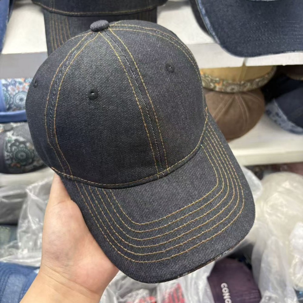 Vintage Washed Denim Baseball Cap with Foldable Earflaps and Paisley Lining
