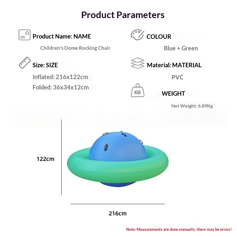 Giant Inflatable Planet Rocking Chair - Large Dome Rocker for Indoor & Outdoor Play (Blue & Green)
