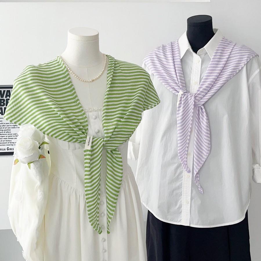 Chic Striped Knitted Triangle Scarf | Cozy Women's Capelet & Shawl