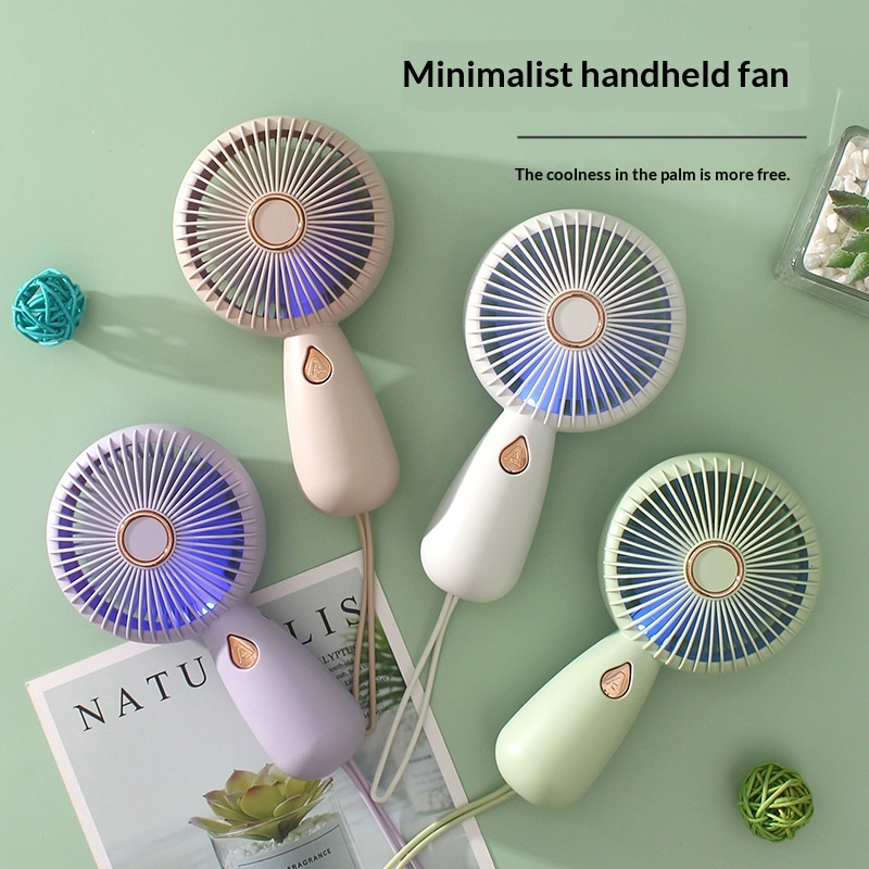 Portable Mini Handheld Fan with LED Light | USB Rechargeable 3-Speed Personal Cooling Fan