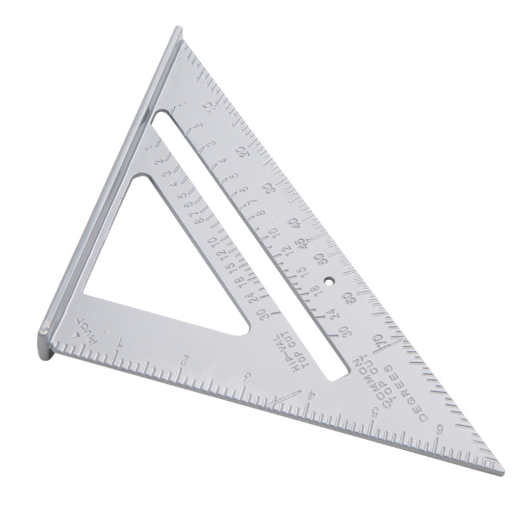 7-Inch Premium Aluminum Alloy Triangle Ruler - Multi-Functional Woodworking Square & Layout Tool (Metric & Imperial Dual Scale)