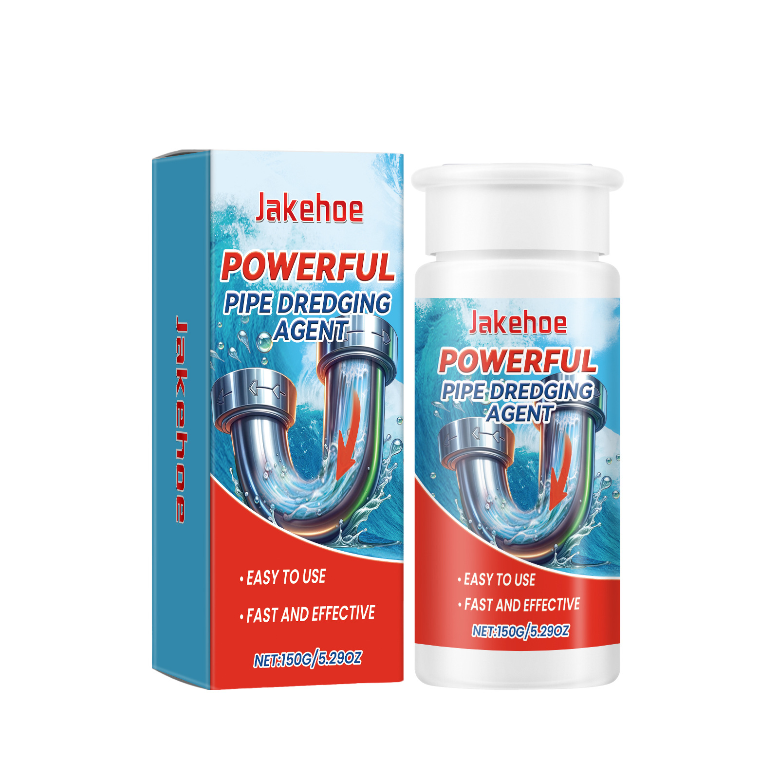 Jakehoe Powerful Drain Cleaner & Clog Remover | Heavy-Duty Formula for Kitchen, Bathroom, and Toilet Drains