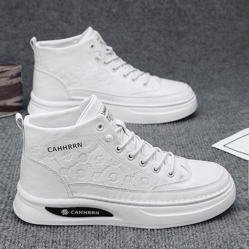 Men's High-Top Snake Print Sneakers - Versatile Non-Slip Casual Flats