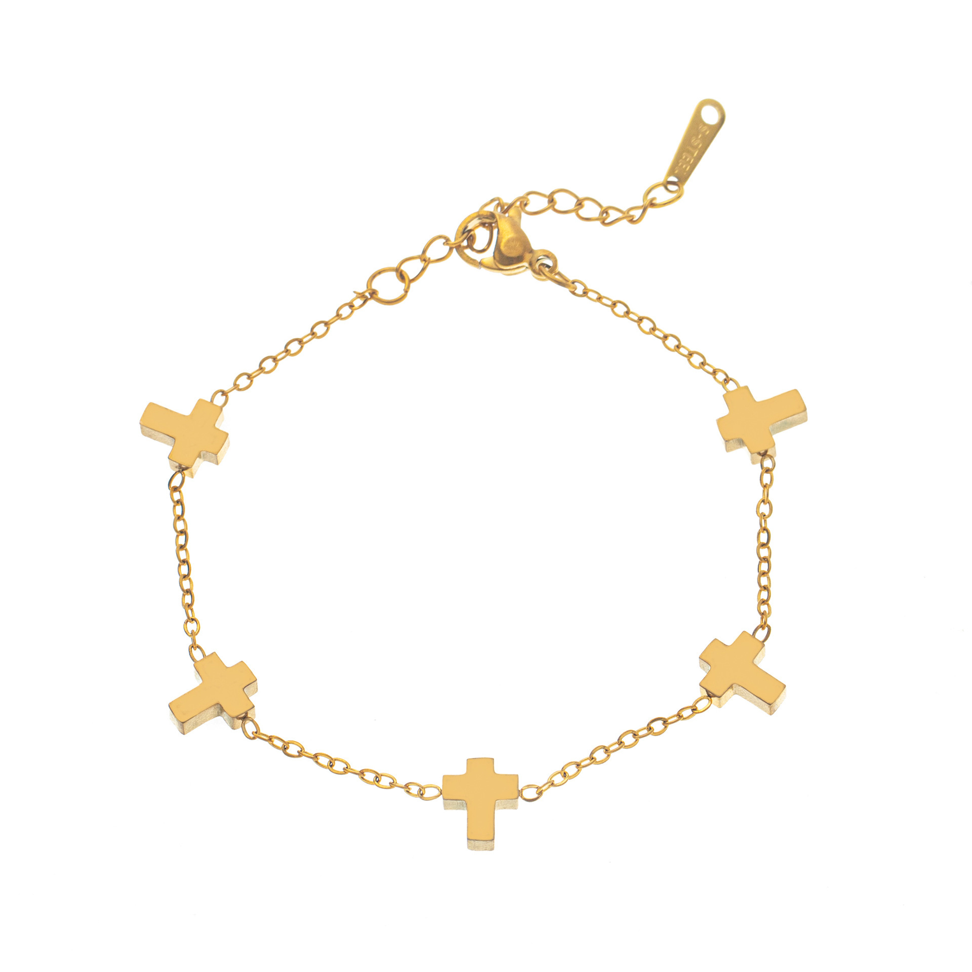Elegant Heart & Cross Titanium Steel Bracelet - Minimalist Stainless Steel Charm Jewelry for Women