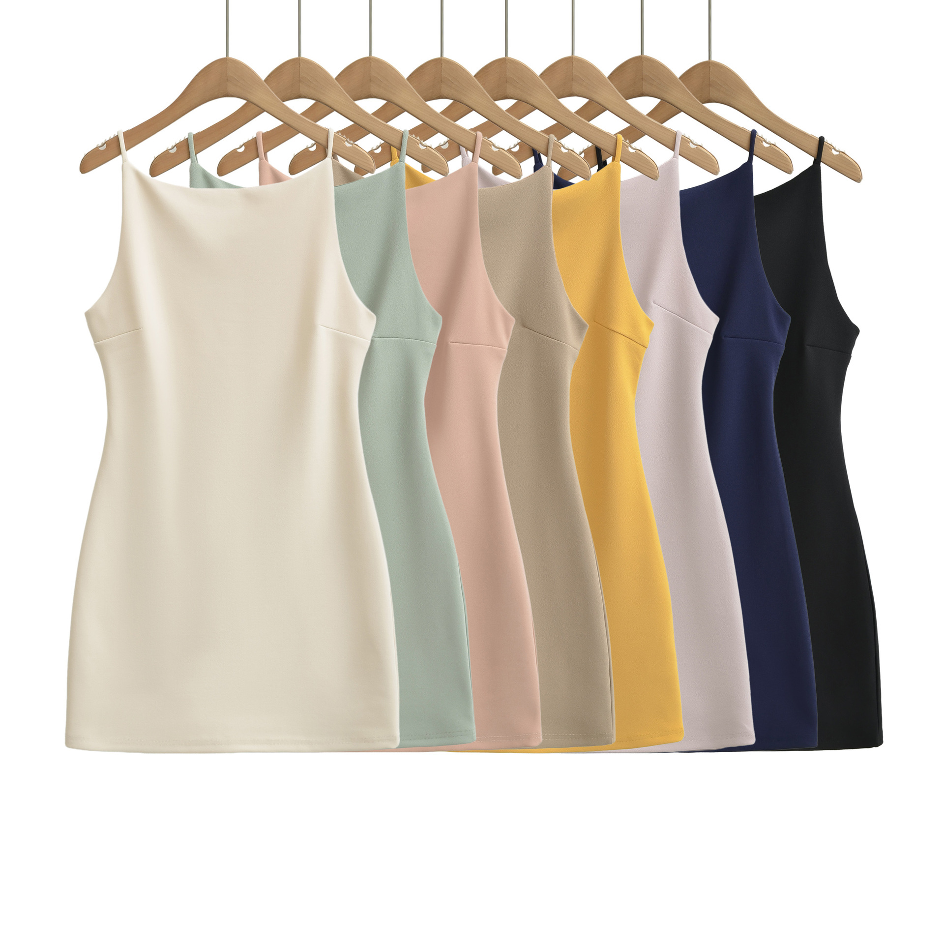 Elegant Off-Shoulder Slim-Fit Mini Slip Dress - Chic Sleeveless Commuter Fashion