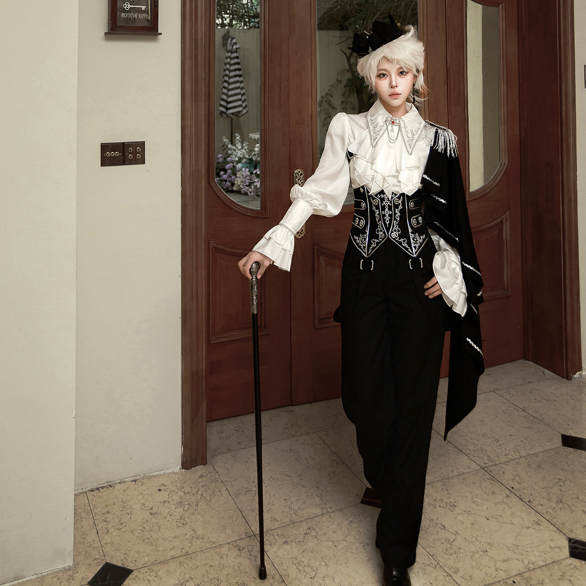 Elegant Women's 3-Piece Waist-Cinching Top and Pants Set - Chic Co-Ord with Epaulette Cape