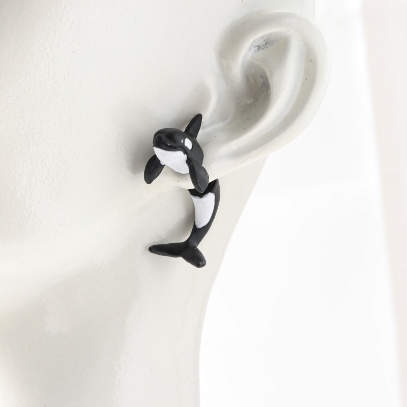 Trendy Hip-Hop Rock Dolphin Stud Earrings for Women - Chic Painted Animal Fashion Jewelry