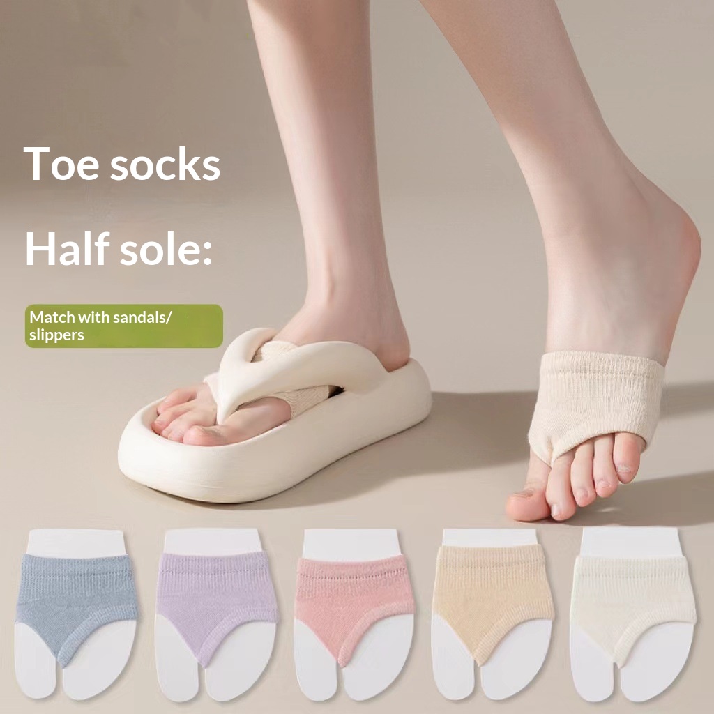 Women's Invisible Cotton Forefoot Half-Socks – Non-Slip, Sweat-Absorbent No-Show Socks for Flip-Flops and Sandals