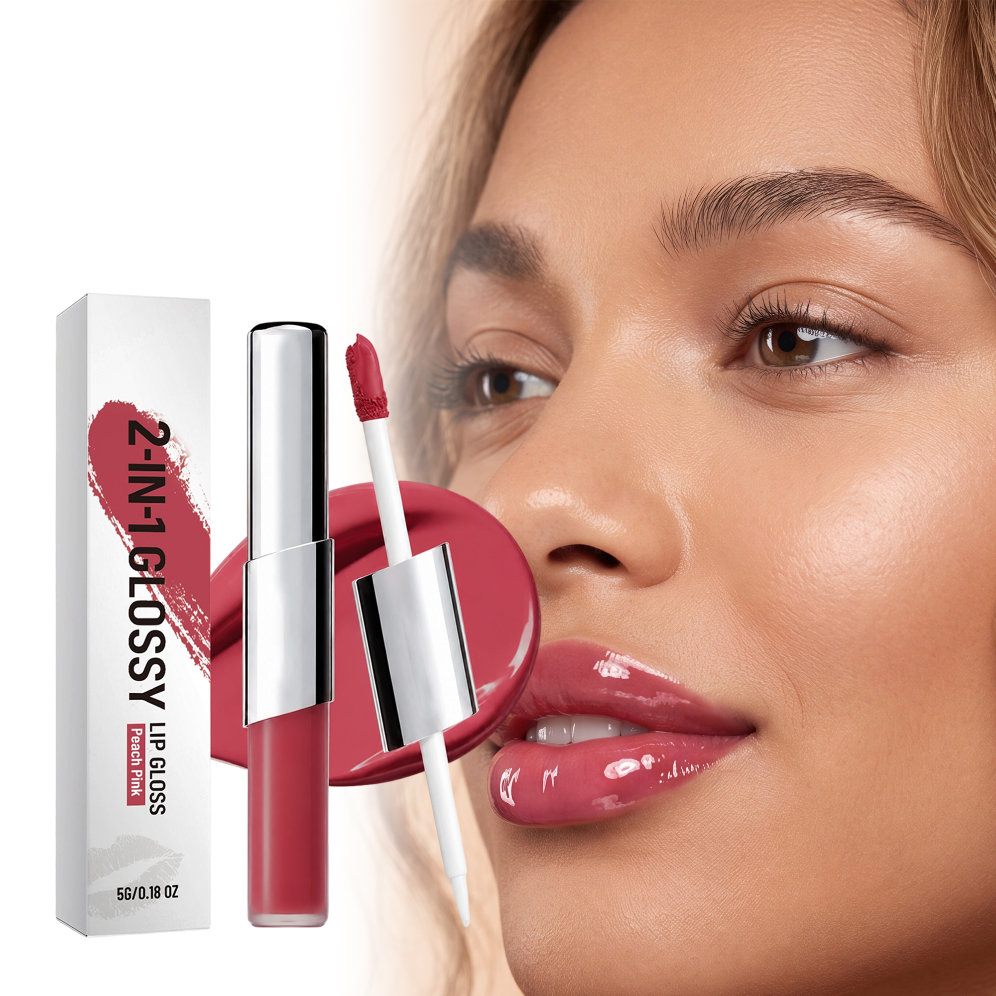 2-in-1 Long-Lasting High-Shine Lip Gloss & Liquid Lipstick - Hydrating Dual-Ended Lip Gloss (5g)