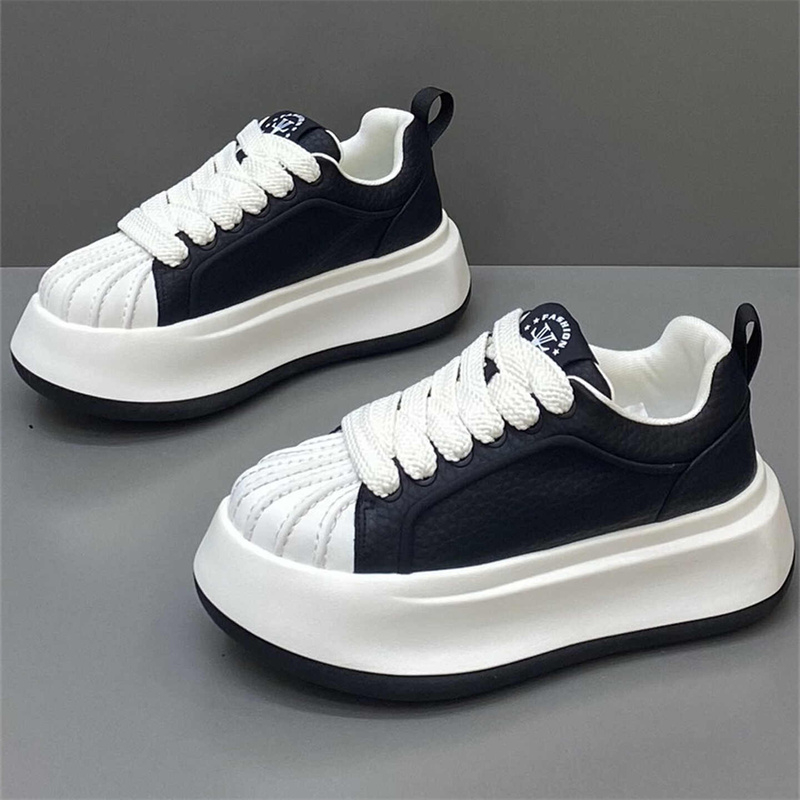 Classic Shell Toe Low-Top White Sneakers - Premium Microfiber Leather Sports Casual Shoes with Thick Sole