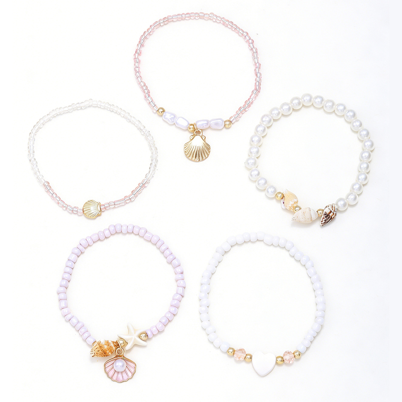 Bohemian Ocean Breeze Couple Bracelet Set - Stackable Starfish, Shell & Pearl Wrist Jewelry for Men and Women