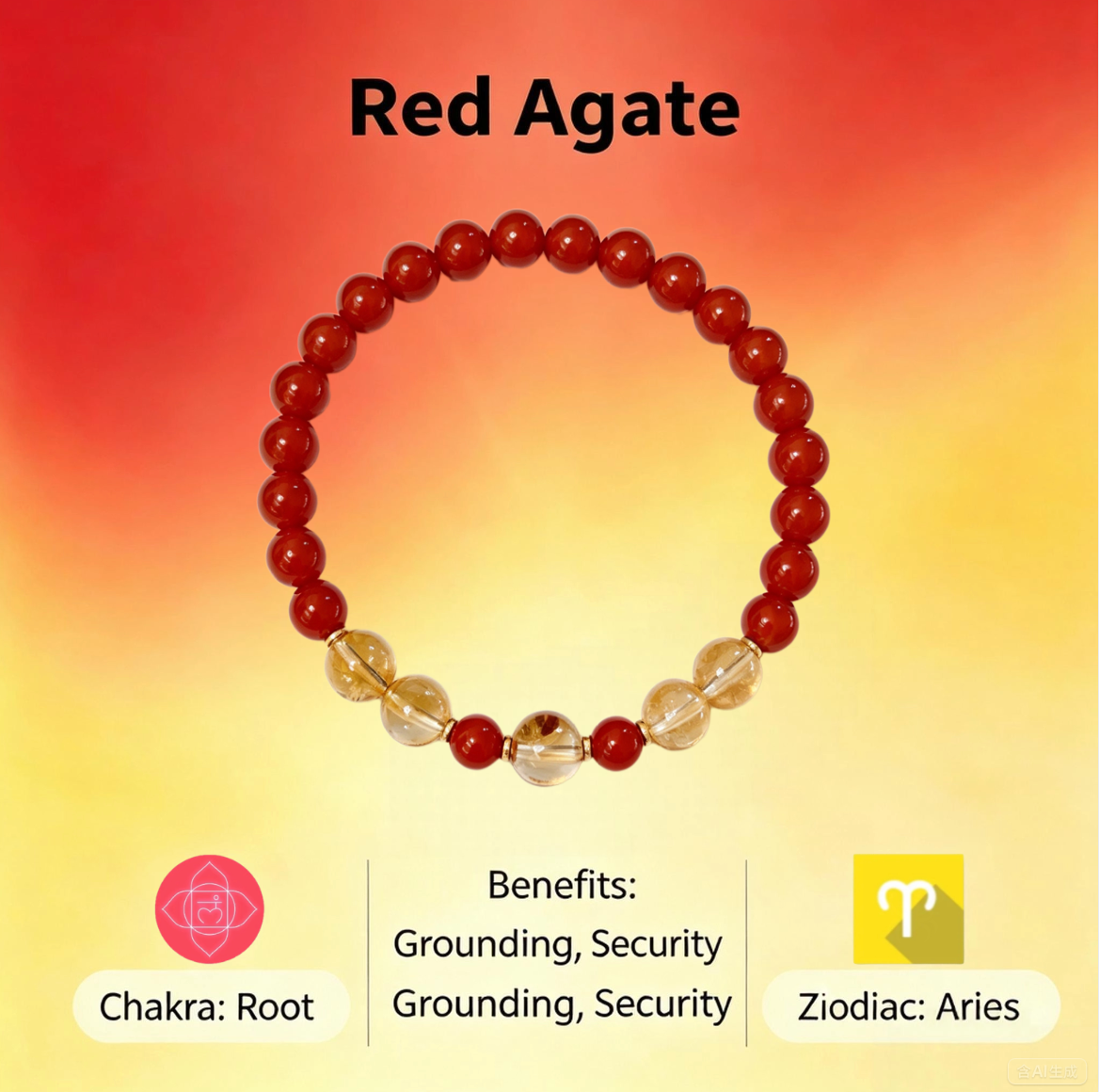 Natural Red Agate Root Chakra Healing Bracelet – Grounding, Protection & Balance Jewelry