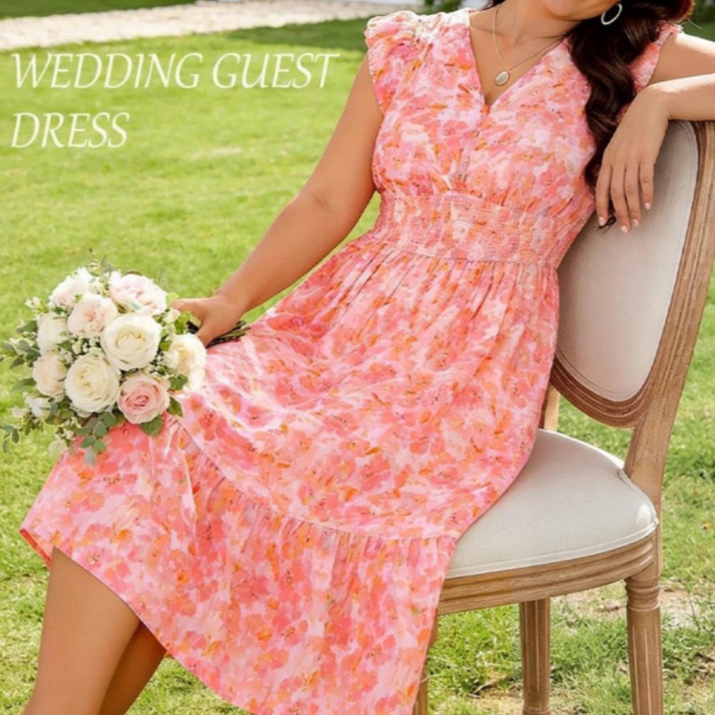 Women's Elegant Floral Boho Midi Dress | V-Neck A-Line Casual & Commuter Dress