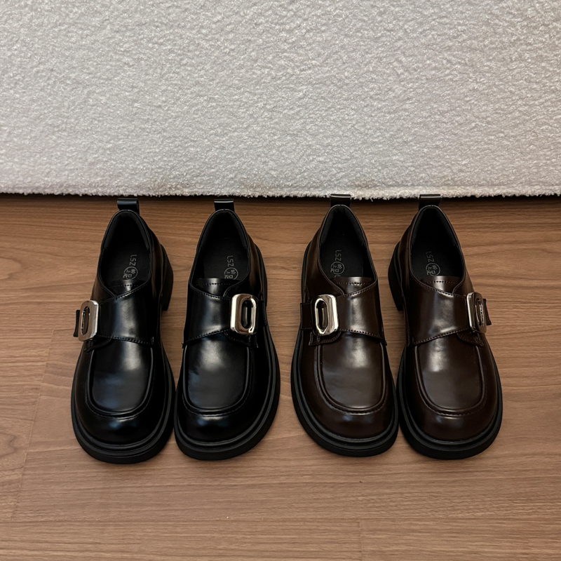 Women's Preppy JK Uniform Platform Loafers | Vintage Chunky Sole Glossy Leather Shoes