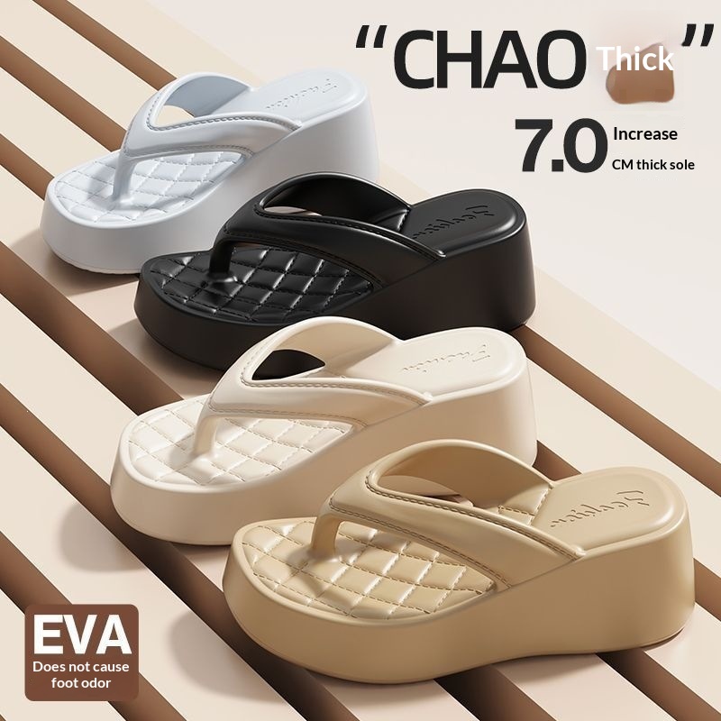 Chic Platform Flip-Flops – Height-Increasing Fashion Beach Sandals for Outdoor Comfort
