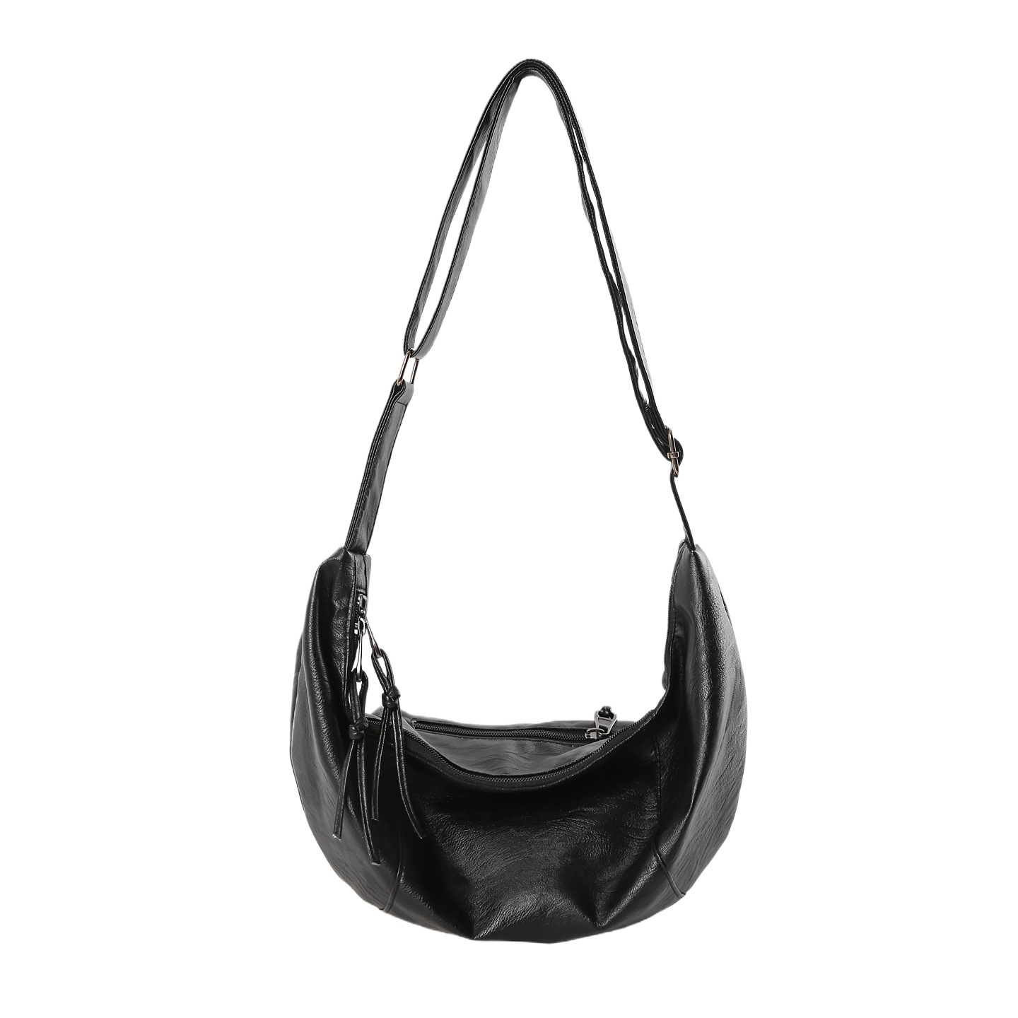 Unisex Curved Hobo Crossbody Bag - Large Capacity Motorcycle Riding & Streetwear Shoulder Bag