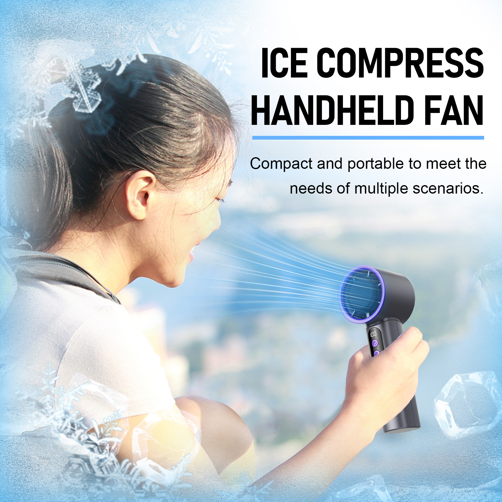 Portable Ice Pack Handheld Fan (Roland Gray) – Premium Instant Cooling Mini USB Rechargeable Fan